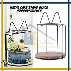 HB Customize One Piece Metal Cake Stand Black Cupcake Stand for, Round Cake Holder With Pedestal, Centerpiece Decoration for Wedding, Birthday Party - ValueBox