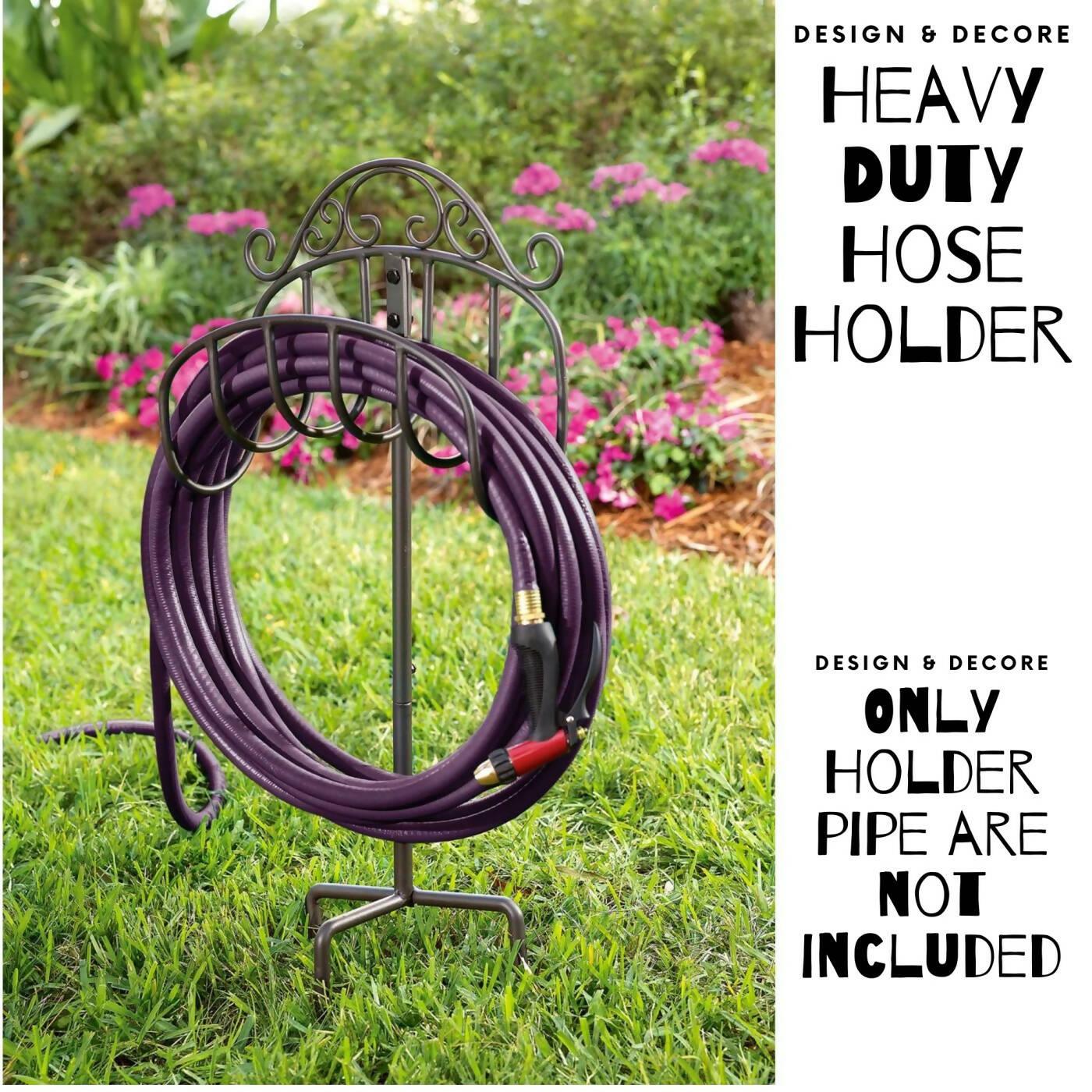 Garden Hose Holder Wall Mount Water Hose Holder Solid Steel Hose Hanger Heavy Duty Hose Holder Decorative Garden Hose Storage Hose Stand Hose Organizer for Outside - ValueBox