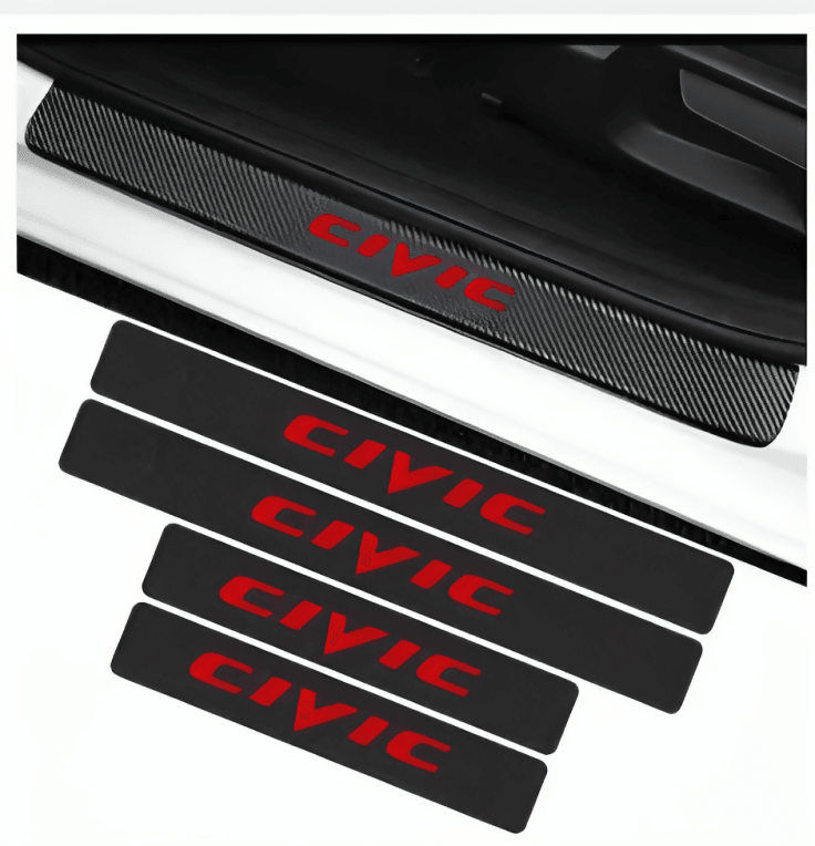 Car Styling 4PCS Carbon Fiber Car Door waterproof Protect Sill Plate Stickers For Honda Civic decoration Accessories - ValueBox