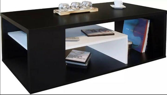 Berlioz Creations Melinga Coffee Table (with UV TOP) 116 x 51.5 x 34 cm, 111x50,5x41 cm black/white