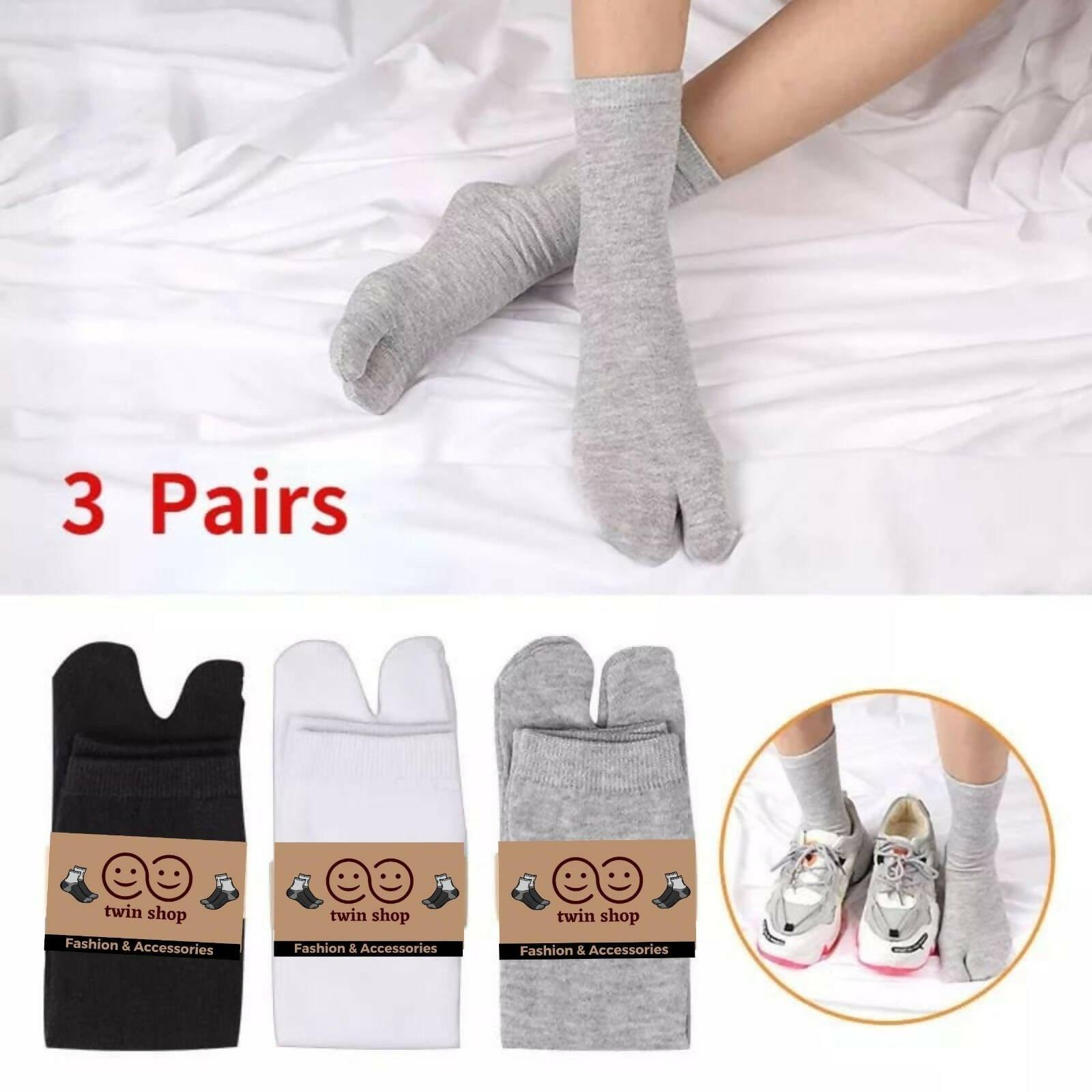 [Pack of 3] Two Finger Socks Black Kimono Flip - ValueBox