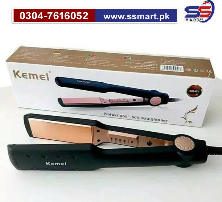 Kemei Km-470 – Professional Hair Straightener km470 Straightner with Temperature Control up to 220 C
