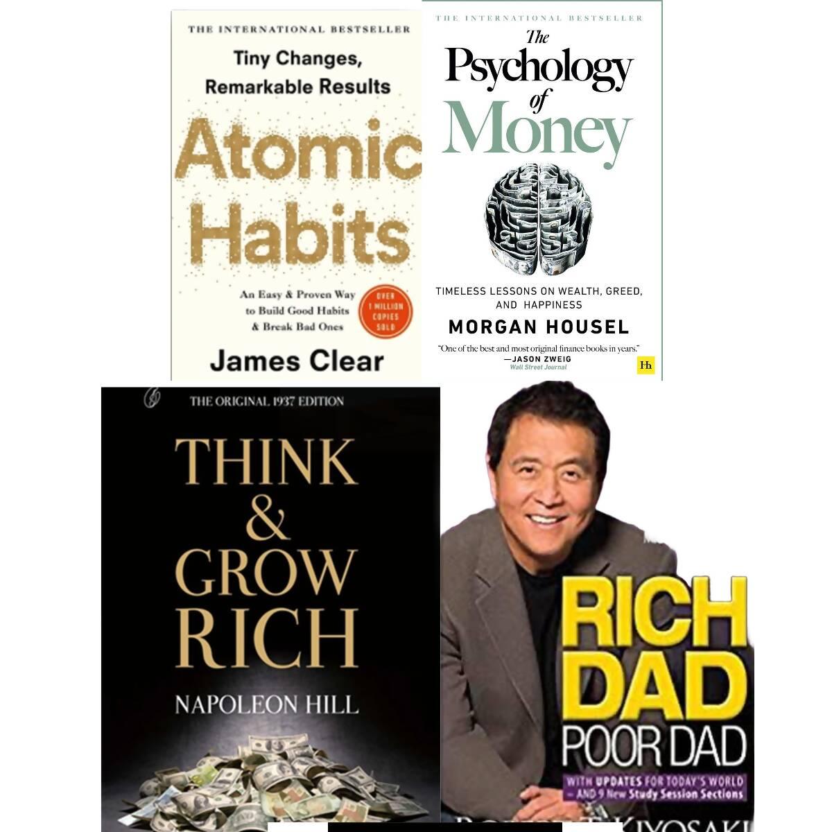 Pack Of 4 Book , Think And Grow Rich, Rich Dad And Poor Dad, Atomic Habits , Psychology of Money . - ValueBox