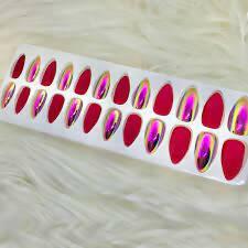 Artificial Matte and Mirror Nails Set-24 Pcs - Almond Shape- Nail Art For Girls Ladies and Women - ValueBox