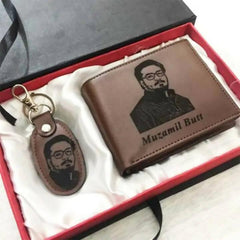 Customize Name And Picture Engraved On Wallet and Keychain