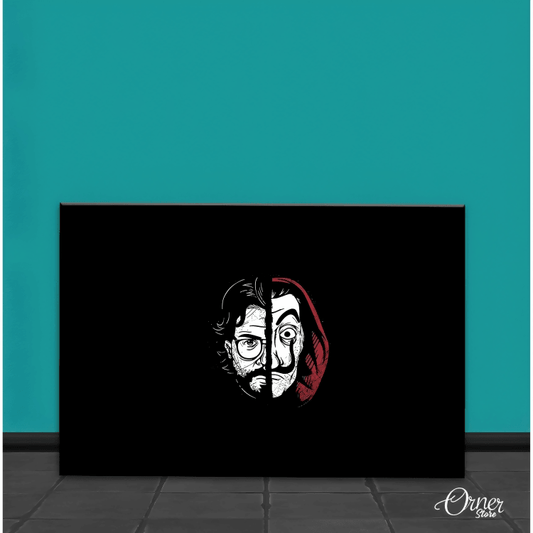 The Professor And Dali Mask On Black Background | TV Series Poster Wall Art - ValueBox