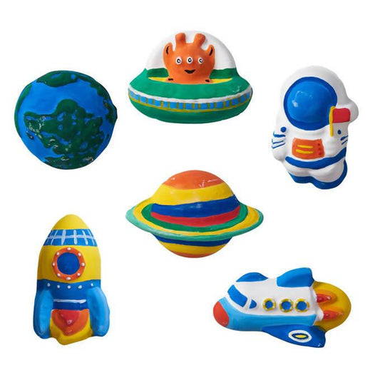 Glow-In-The-Dark-Space Mould & Paint - 6 Designs Fridge Magnets - Multicolor