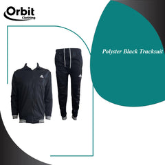 Orbit Polyster Black Tracksuit Best for Gym and Casual Wear - ValueBox