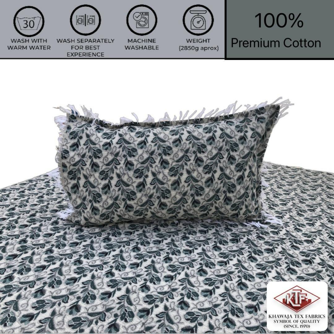 Khawaja King size PREMIUM double bed sheet 100% cotton soft Luxury traditional hand crafted bed set gultex style multani cotton bed cover with 2 pillow covers B14 - ValueBox