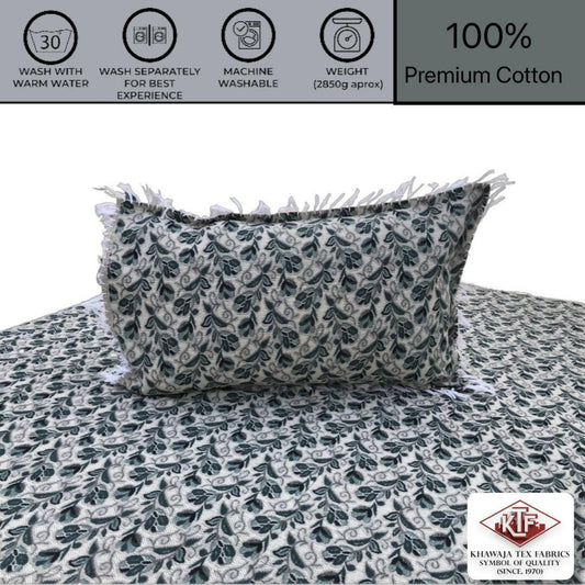 Khawaja King size PREMIUM double bed sheet 100% cotton soft Luxury traditional hand crafted bed set gultex style multani cotton bed cover with 2 pillow covers B14