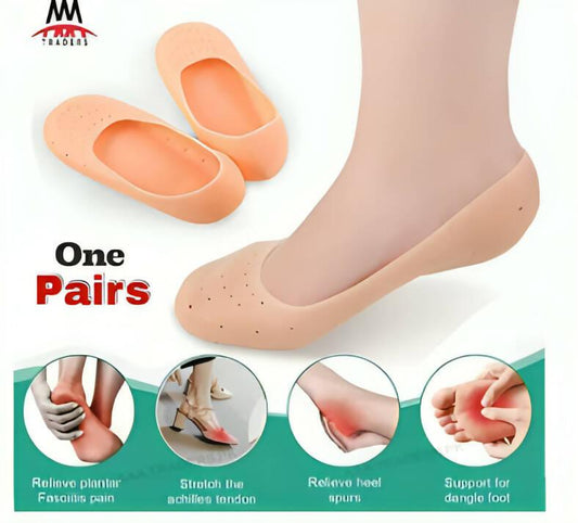 1Pair (2Pcs ) Silicone Feet Care Boat socks Moisturizing Gel Heel Socks with Pain Relief Crack Hole Cracked Foot Skin Care Protectors Foot Care Tool