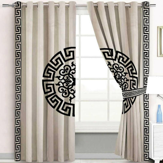 Velvet embroidery curtain Pack of 2