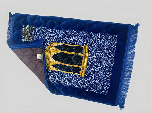 Premium Quality Blue Velvet with Foam Jaye Namaz ( Jae Namaz )