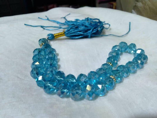 blue crystal tasbeeh 33 beads