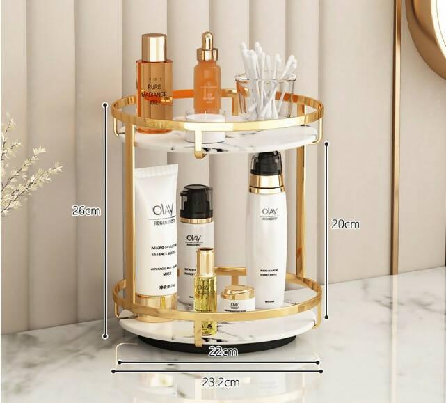 4pcs Nordic Metal Cosmetic Organizer 360° Rotating Storage Rack Desktop Makeup Skin Care Products Finishing Bathroom Shelf Organizer - ValueBox