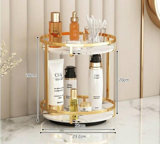 4pcs Nordic Metal Cosmetic Organizer 360° Rotating Storage Rack Desktop Makeup Skin Care Products Finishing Bathroom Shelf Organizer