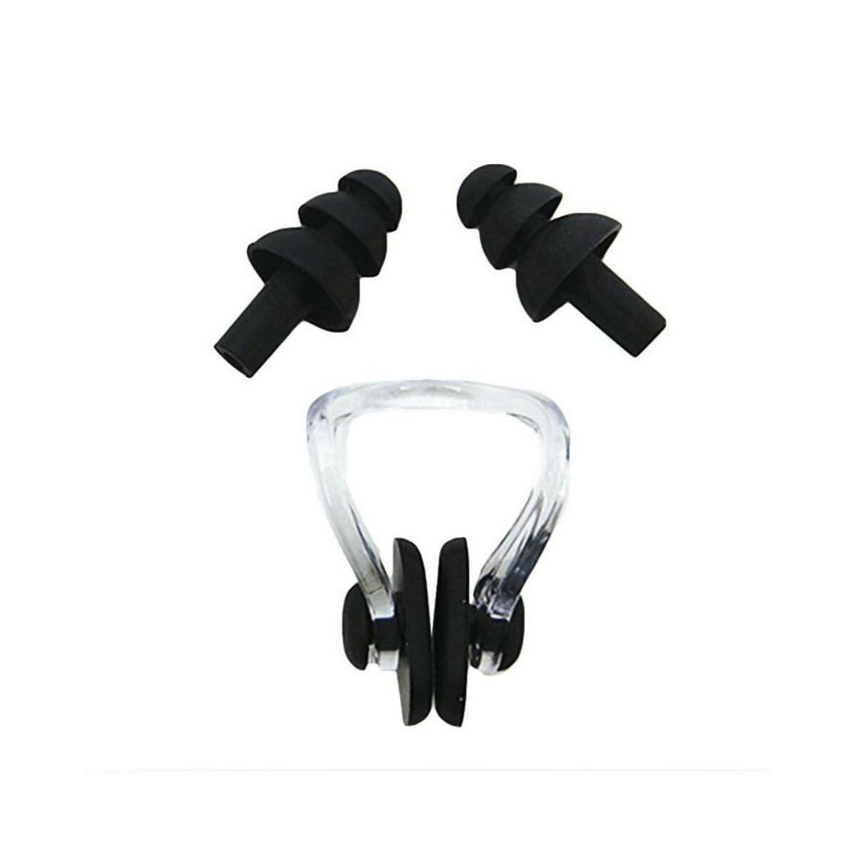 Soft Silicone Swimming Set Waterproof Nose Clip Ear Plug Set with Protective Case - Black - ValueBox