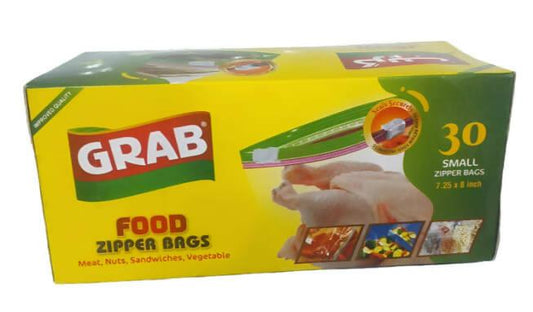 Grab Food Zipper Bags 30 Small Zipper Bags (7.25 X 8 Inch)