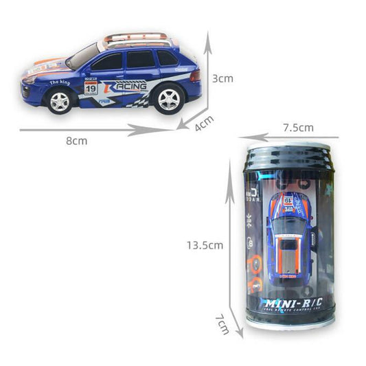 Mini Remote Control Soda Can Car 4 Channel With Front And Back Lights - 2.4GHz - Car Size Approx. 8cm - Blue