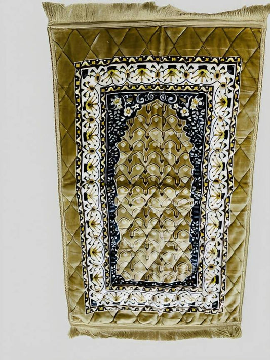 Premium Prayer Mat |yellow Velvet Foam Print Embossed Jai Namaz | Prayer Rug