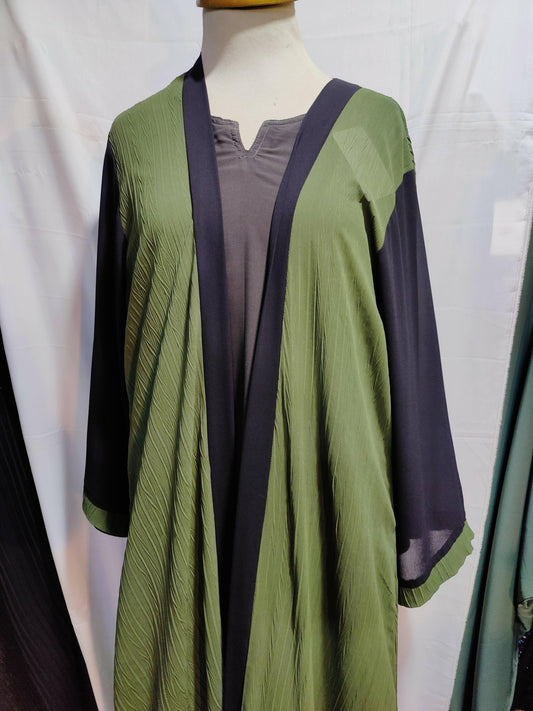 Double shafoon Elegant Self Textured Color Abaya