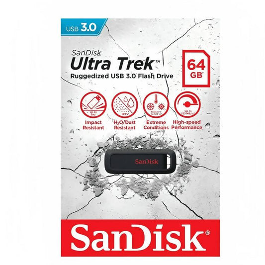 SANDISK SDCZ490 64GB Ultra Trek USB3.0 Flash Drive 130MB Speed - ValueBox