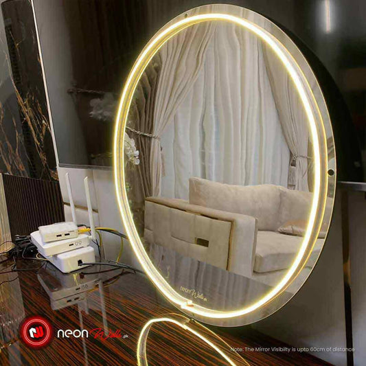 Round Circle Neon Selfie Mirror - Neon Lights - ValueBox