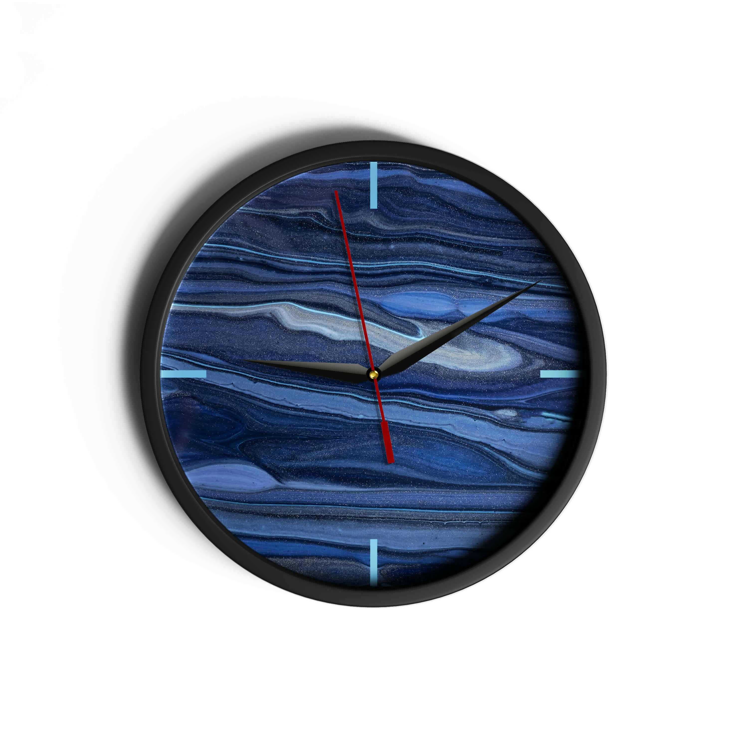 Glittery Blue Waves | Wall Clock