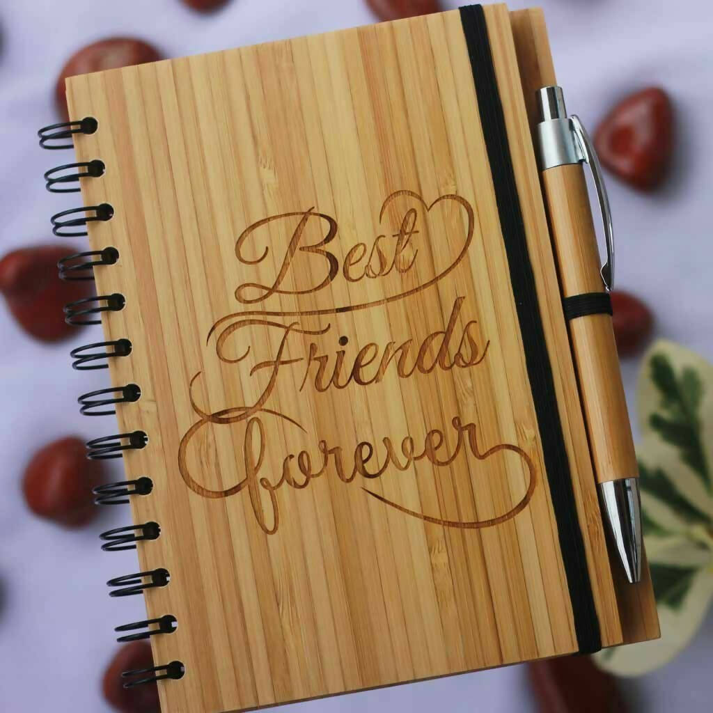 Wooden Customized Name & Picture Engraved Diary with Wooden Pen