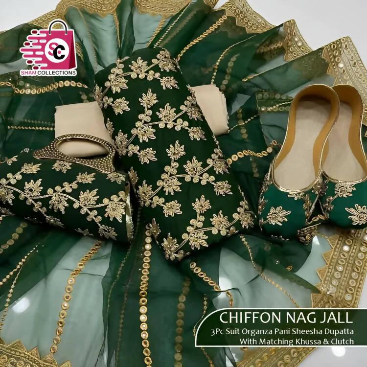 Unstitched Chiffon Nag Jaal 3pc - ValueBox