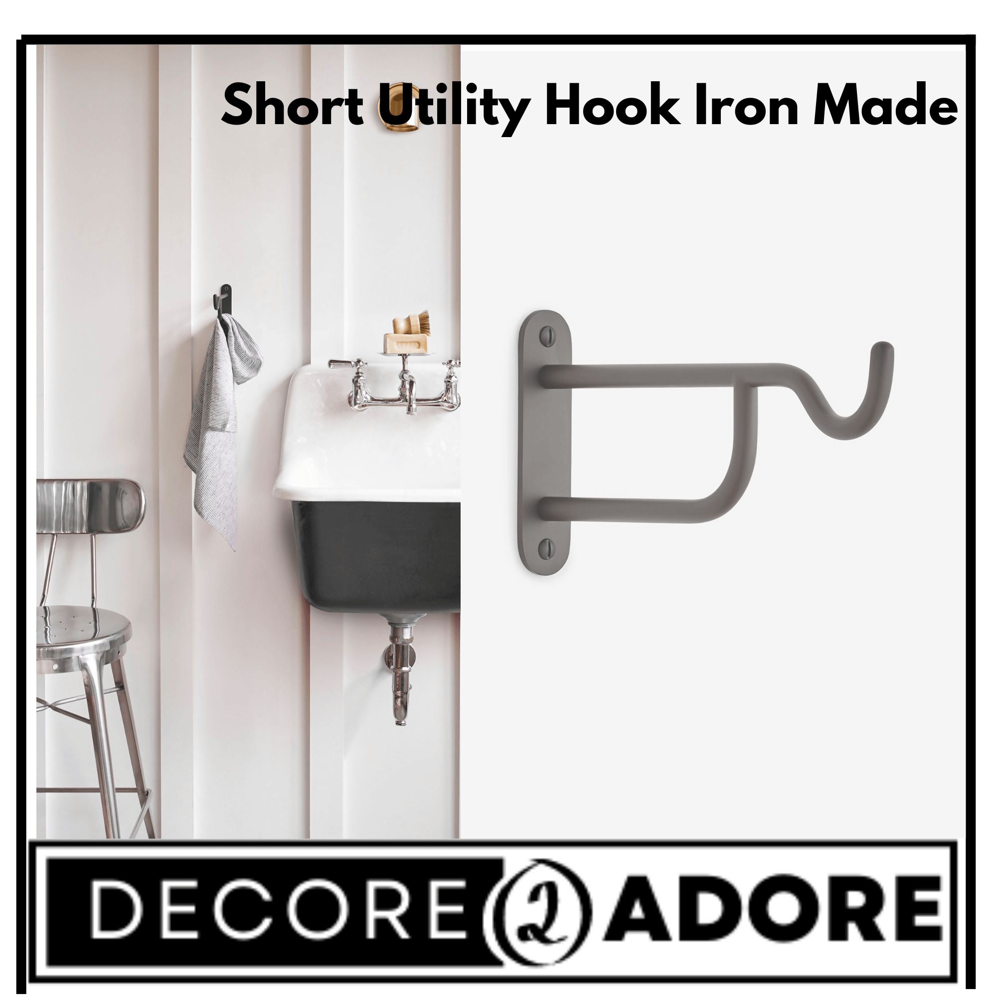 Decore To Adore Customize One Piece Customize, Short Utility Hook Iron Made, Metal Wall Rack With Hooks Modern Hanger, Wall Hook, Black Color Wall Hooks - ValueBox