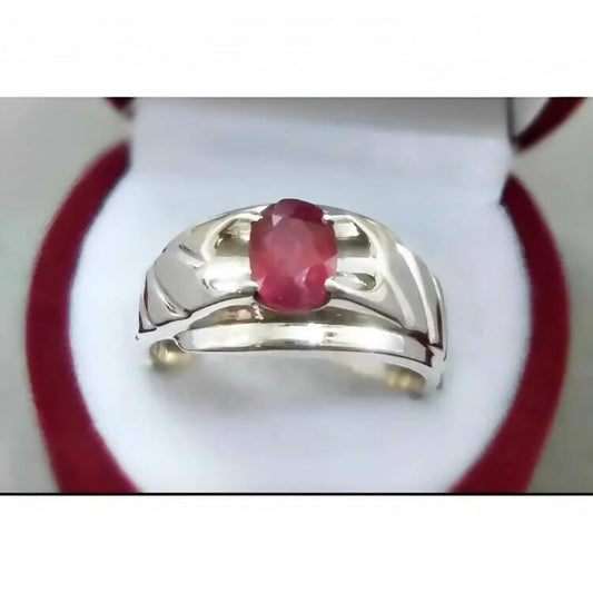 Natural Ruby African Gemstone with 925 Sterling Silver Ring For Men's - ValueBox