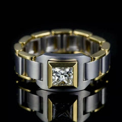 Business Inlaid White Zircon Punk Ring for Men - ValueBox