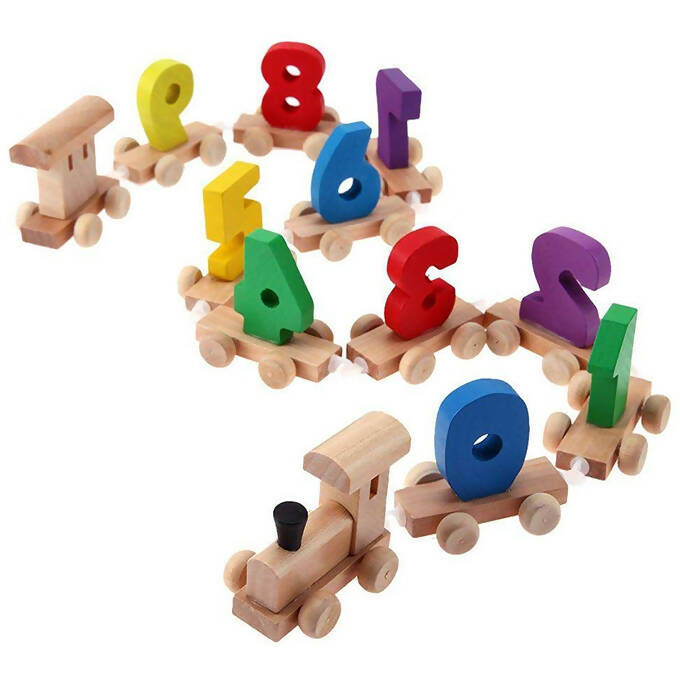 Wooden Digital Numbers Train Toy Kids Wood Set