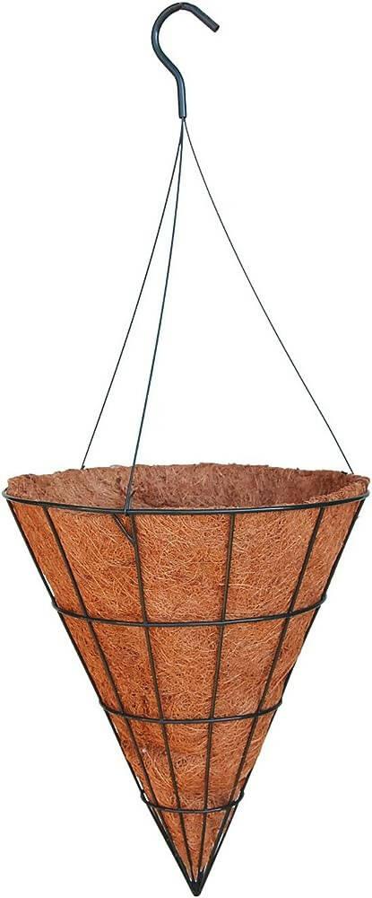 GEP Cone Hanging Basket metal frame size 10 For Home and Garden Outdoor Décor) black