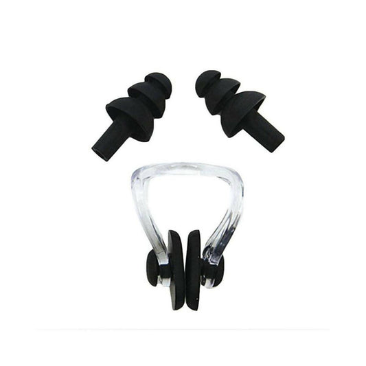 Silicone Ear Plugs & Nose Clip Set with HARD CASE - Black - ValueBox