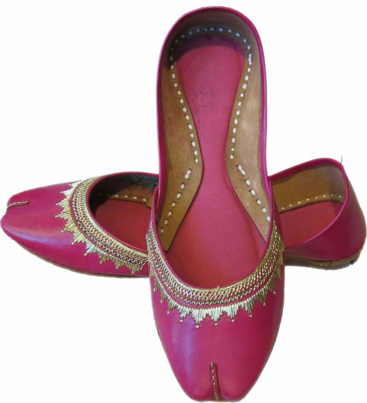 Women Hand Made Pure Leather Embroidered Khussa Fancy Pink Khusa - ValueBox