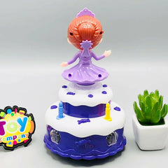 Cute Cake Rotating Snow Doll With Light & Music