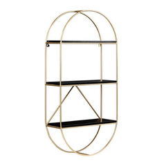 Oval Tiered Shelf Metal and Wood Oval Wall Shelf, One Size, Storage and Display for Plants, Books, Trinkets, Decoration Kitchen Storage and Treasures - ValueBox