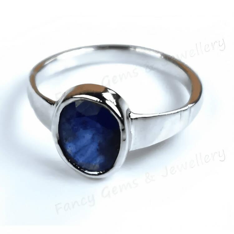 Natural African Blue Saphire/Neelam 925 Sterling Silver Astrological Purpose Ring For Men & Women - ValueBox