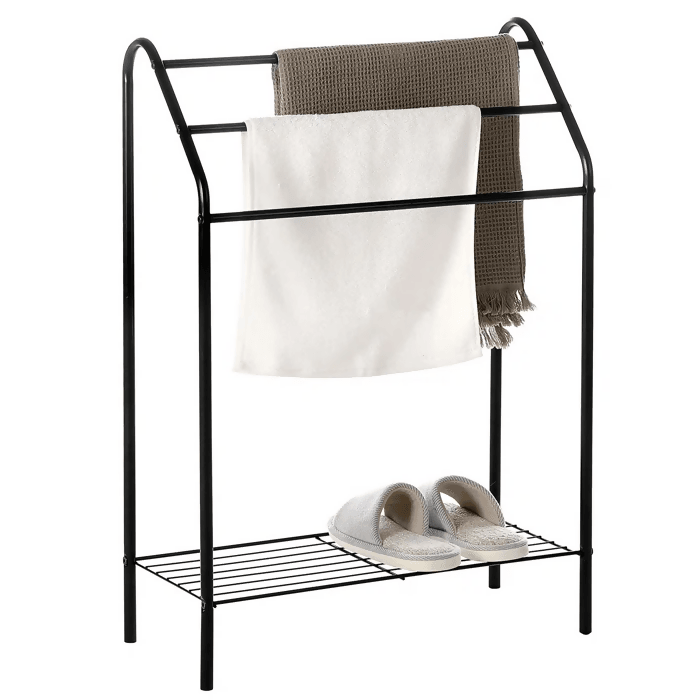 Towel Racks 3 Tier, Towel Holder Stand for Bathroom Matte Black Metal Industrial Towel - ValueBox