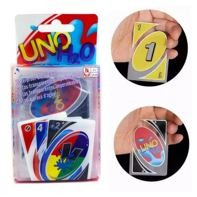 UNO H2O Card Game Waterproof Pressure Proof PVC Plastic Transparent Kids Toys