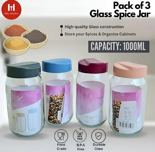Glass Jar 1000ml - Pack of 3