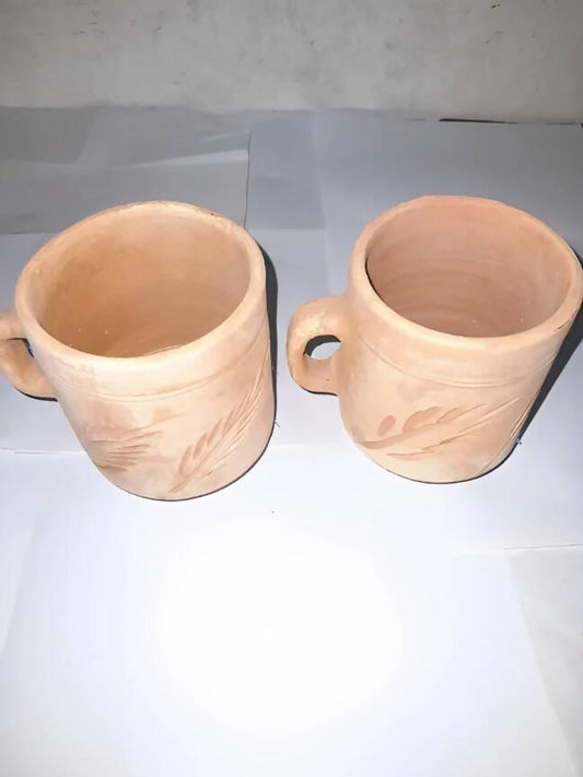 Clay Glass with Handle 2 Piece Set Natural cool Water | Clay Crockery Pots | Earthen Crockery Pots | Terracotta Crockery Pots