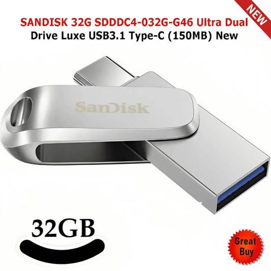 SanDisk OTG Flash Drive Ultra Luxe TypeC 32GB Ultra Dual USB3.1 Disk OTG Type-C Pen Drive Stick for Smartphone Laptop