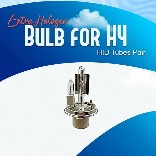 Extra Halogen Bulb for H4 HID Tubes Pair - For Head Lights | Headlamps | Bulb | Light