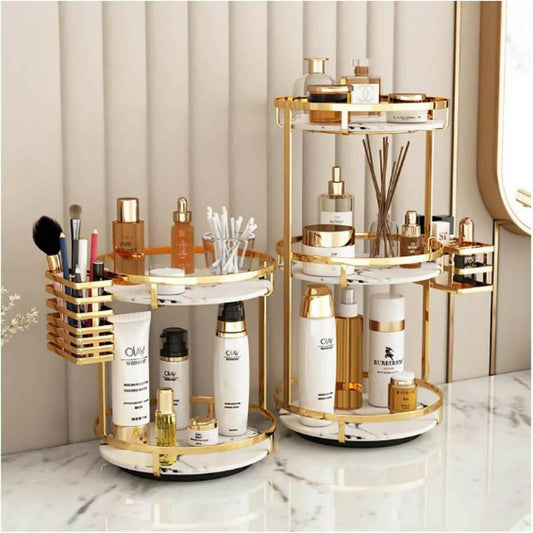 4pcs Nordic Metal Cosmetic Organizer 360° Rotating Storage Rack Desktop Makeup Skin Care Products Finishing Bathroom Shelf Organizer - ValueBox