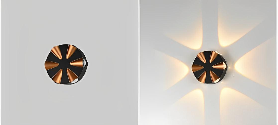 Black Gold 6-Way Waterproof Outdoor Wall Lamp Up Down Light - Warm White - ValueBox