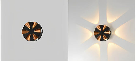 Black Gold 6-Way Waterproof Outdoor Wall Lamp Up Down Light - Warm White - ValueBox