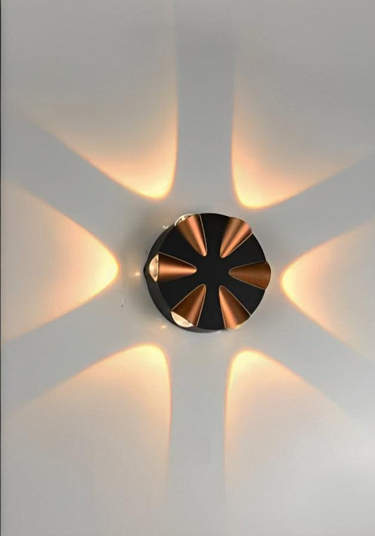 Black Gold 6-Way Waterproof Outdoor Wall Lamp Up Down Light - Warm White